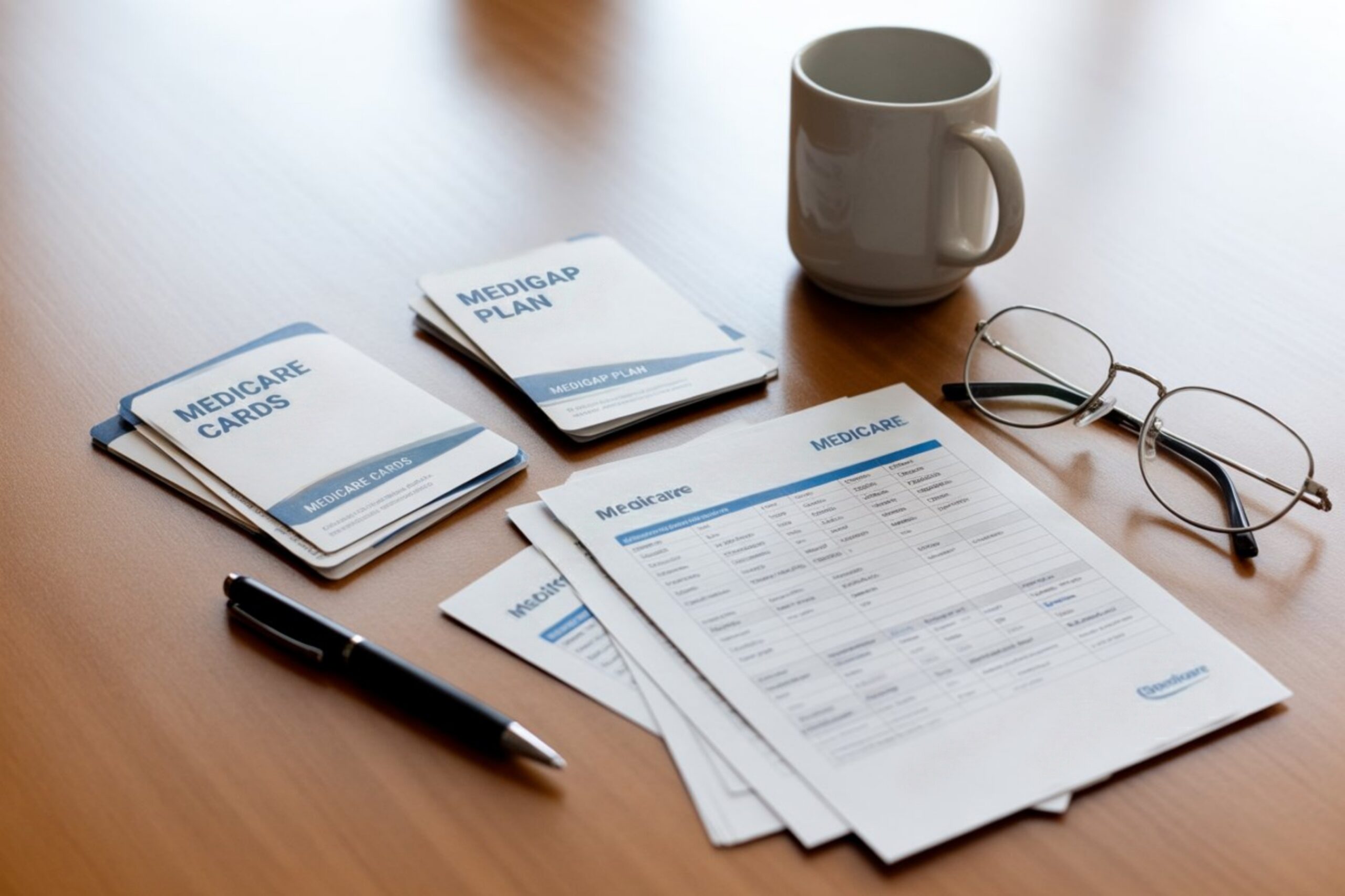 Close-up of Medicare Supplement Insurance plan comparison documents