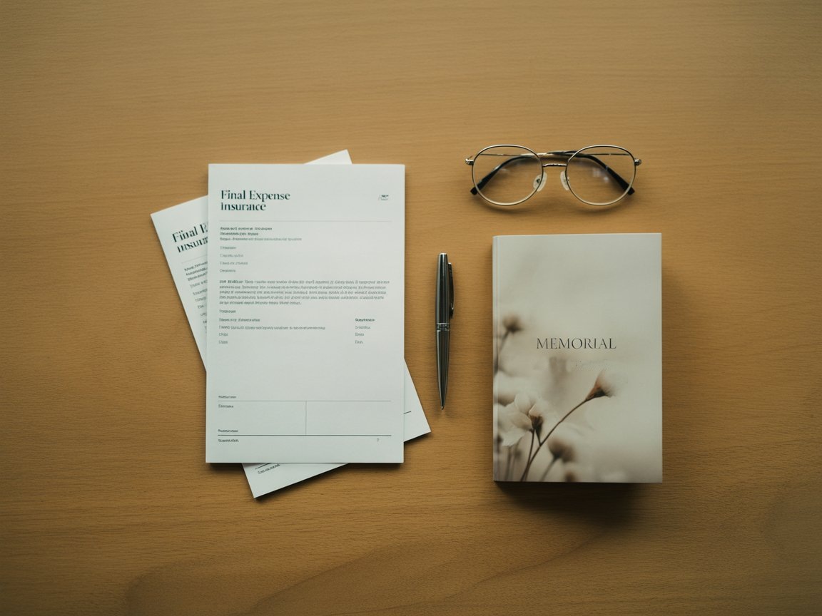 Final expense insurance documents and planning materials on desk