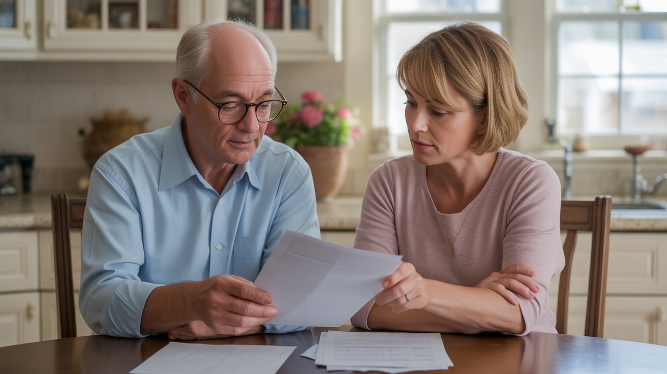 Family reviewing final expense insurance documents at home
