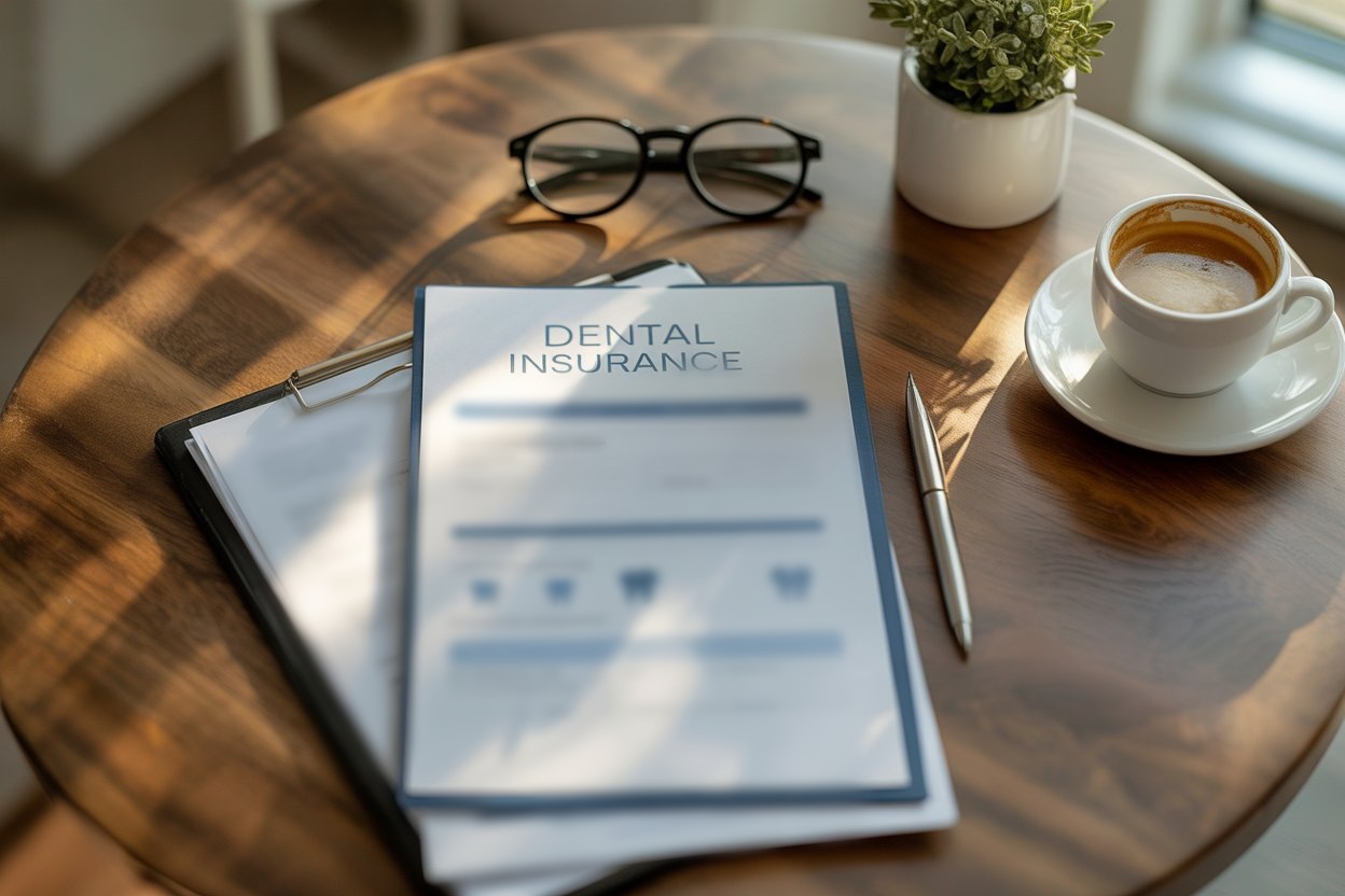 Dental insurance forms on table
