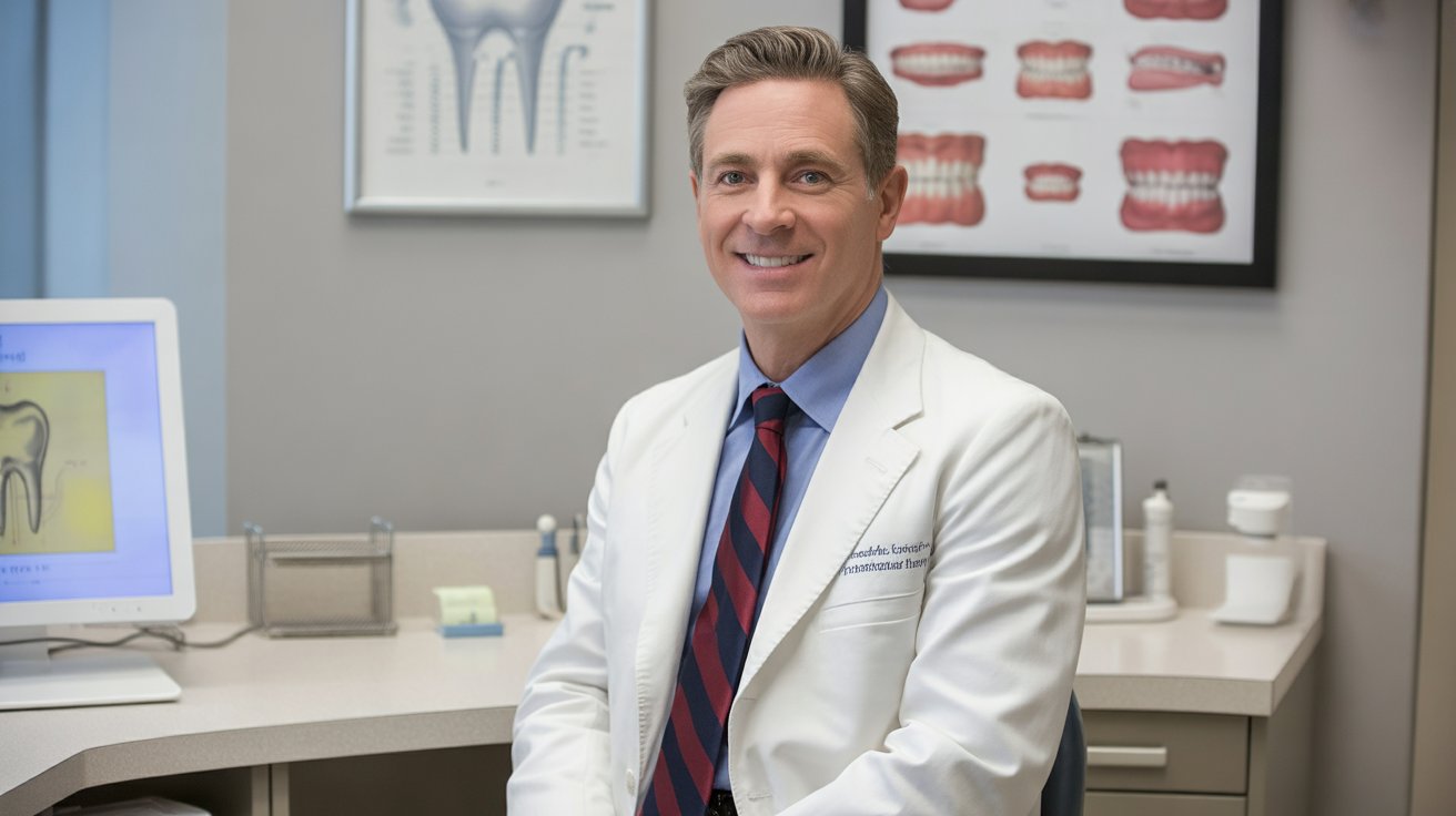 Dentist working at a clean desk