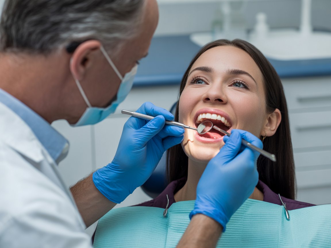 Dental exam in progress