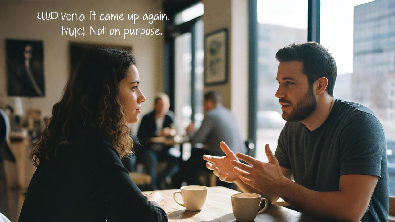 Two people having a casual conversation where an important topic comes up naturally