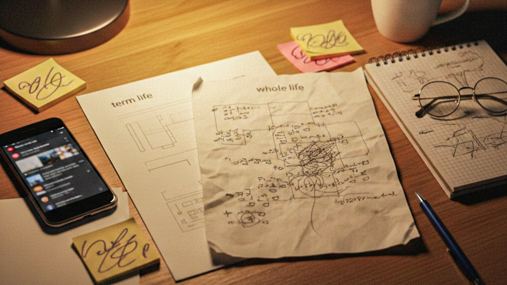 Late-night moment of confusion while trying to understand life insurance choices