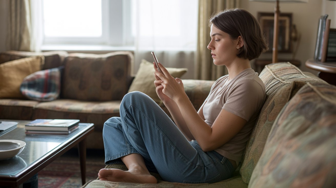 A young adult sitting casually at home, relaxed and unaware of future responsibilities, representing early-life mindset