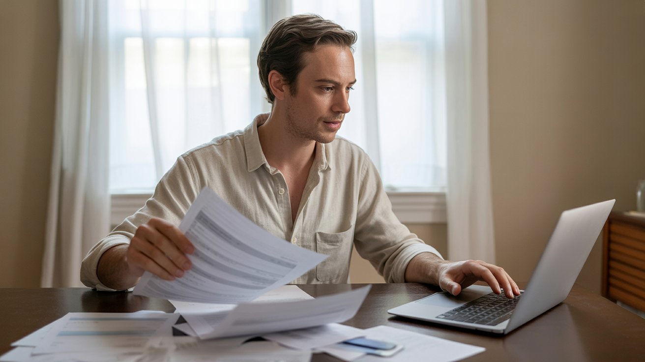 A personal moment of reviewing insurance choices without pressure or sales influence.